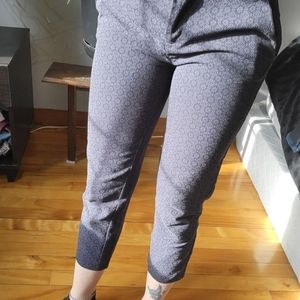 Navy cropped pants, Black prints